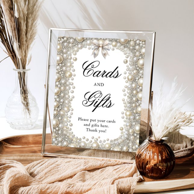 Elegant Diamonds and Pearls Bow Cards and Gifts Poster (Creator Uploaded)