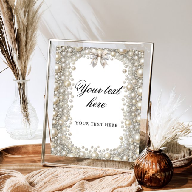 Elegant Diamonds and Pearls Bridal Shower Custom Poster (Creator Uploaded)