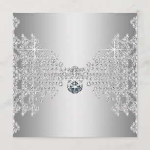 Elegant Diamonds and Silver Wedding Invitation