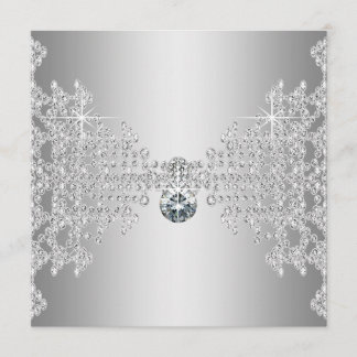 Elegant Diamonds and Silver Wedding Invitation