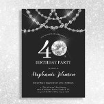 Elegant Diamonds Black 40th Birthday Party Invitation<br><div class="desc">Elegant Diamonds Black 40th Birthday Party Invitation. Get ready to shine with this stunning milestone birthday invitation that is all about modern elegance and glamourous bling! The design features sparkly diamond images that dazzle against a sleek, sophisticated backdrop, creating an aura of luxurious celebration. With elegant typography that beautifully balances...</div>