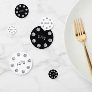 Elegant Diamonds on Black & White Table Confetti