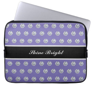 Elegant Diamonds on Lavender Blue Laptop Sleeve