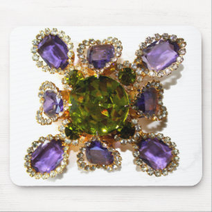 Elegant diamonds purple green gemstones mouse mat
