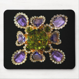 Elegant diamonds purple green gemstones mouse mat