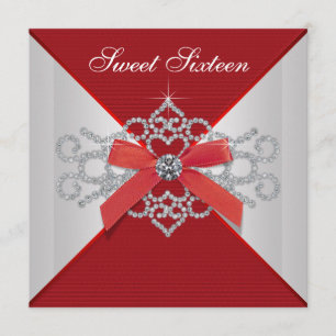 Elegant Diamonds Red Birthday Party Invitation