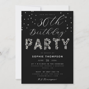 Elegant Diamonds Sparkles Glitter Birthday Party Invitation