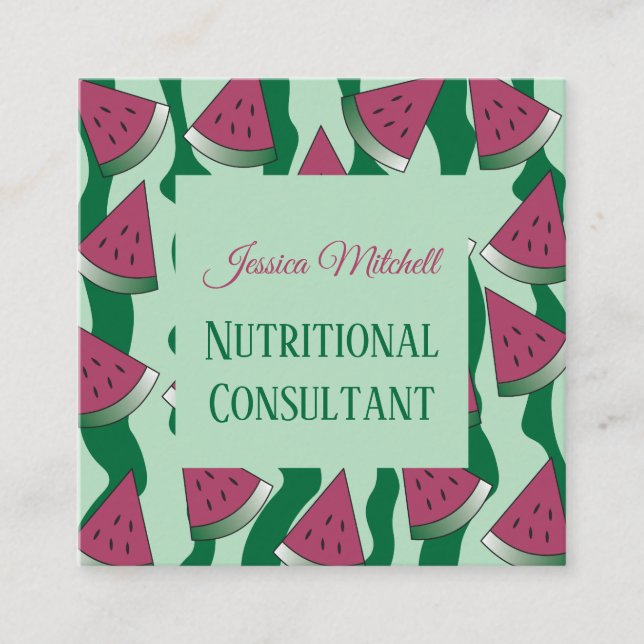Elegant dietician small squared business cards (Front)