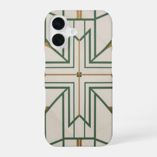 Elegant Dill Green Geometric iPhone 16 Case Crea