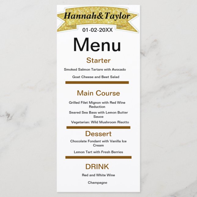 Elegant dinner party menu template (Front)