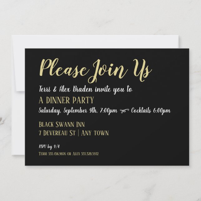 Elegant Dinner Party Reception Event Invitation (Front)