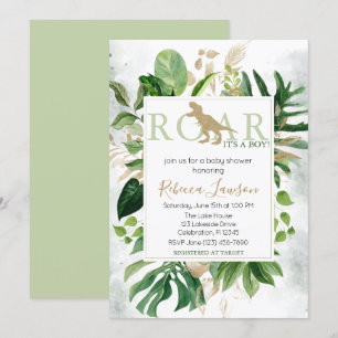 Elegant Dinosaur Boy Baby Shower Invitation