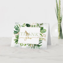 Elegant Dinosaur Greenery Folded Thank You Card