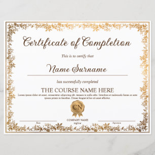 Elegant Diploma Certificate of Completion Award