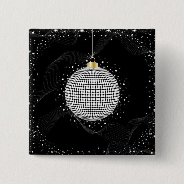Elegant Disco Ball Christmas Ornament 15 Cm Square Badge (Front)