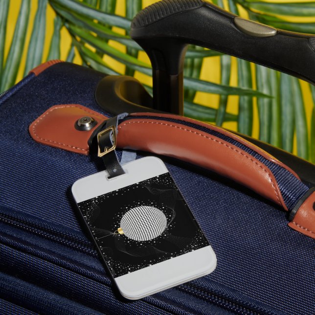 Elegant Disco Ball Christmas Ornament Luggage Tag (Front Insitu 1)