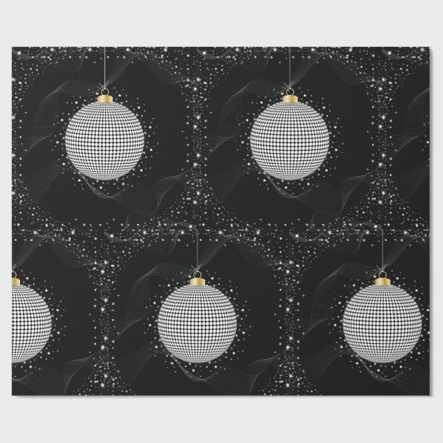 Elegant Disco Ball Christmas Ornament Wrapping Paper (Flat)