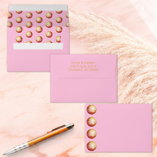Elegant Disco Ball Pink Gold Wedding Save the Date Envelope