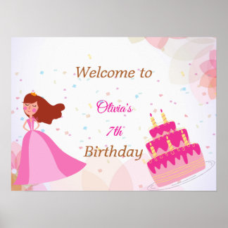 Elegant Disney princess birthday welcome sign