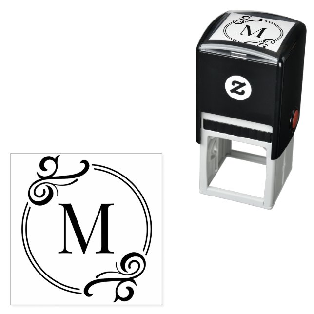  Elegant Distinctive Flourish Typographic Monogram Self-inking Stamp (In Situ)