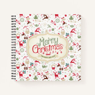Elegant Ditsy Christmas and New Year Guestbook Notebook
