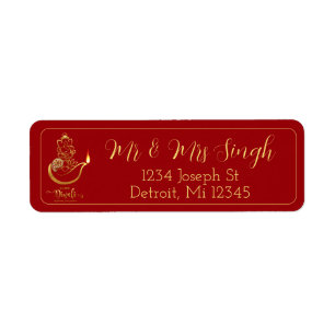Elegant Diwali Address Label with Ganesha Motif