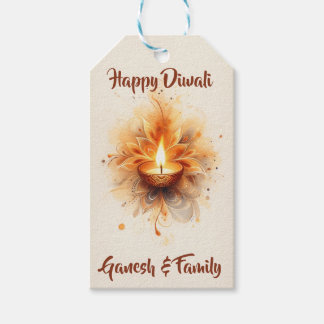 Elegant Diwali Diya Gift Tags