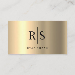 Elegant DIY Black Monogram & Name, Yellow Gold Business Card