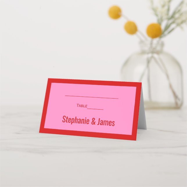 Elegant DIY Colours Pink #3 Red Place Card (Front)