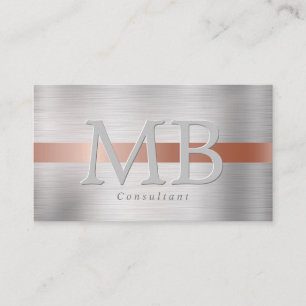 Elegant DIY Monogram Rose Gold & Brushed Steel Vs2 Business Card