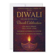 Elegant Diya & Gold Script Diwali Celebration