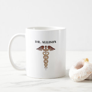 Elegant Doctor Gold Caduceus Symbol Personalised  Coffee Mug