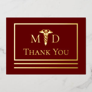 Elegant Doctor MD Thank You Foil Postcard