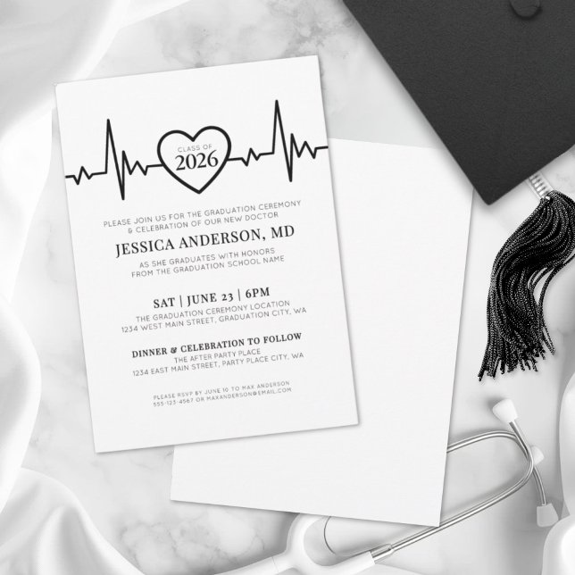Elegant Doctor Medical Nursing School Graduation Invitation (Elegant Doctor Medical Nursing School Graduation Invitation)