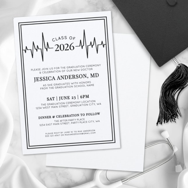 Elegant Doctor Medical Nursing School Graduation Invitation (Elegant Doctor Medical Nursing School Graduation Invitation)
