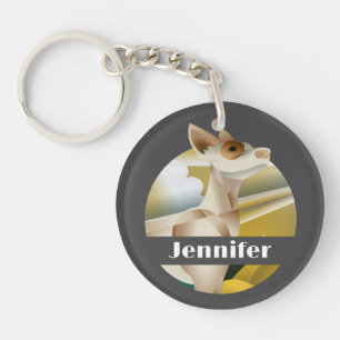 Elegant dog art deco custom name key ring