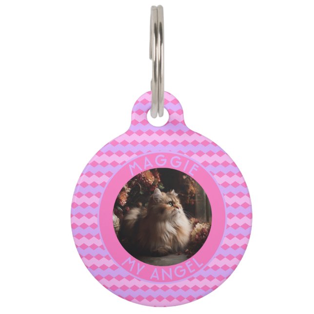 Elegant Dog Dad Gift Chevron Pattern Pet Tag (Front)