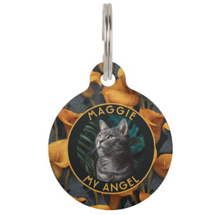 Elegant Dog Owner Gift Calla Lilies Pet Tag