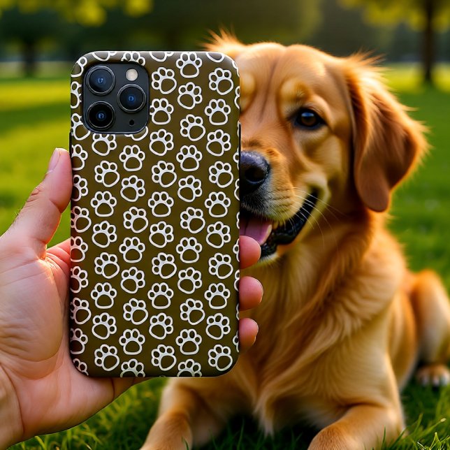 Elegant Dog paws brown  Case-Mate iPhone Case (Elegant Brown Dog Paw Print Pattern Case-Mate iPhone Case)