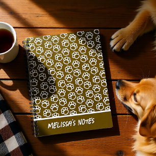 Elegant Dog paws brown personalized spiral Notebook