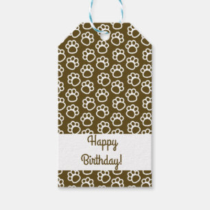 Elegant Dog pet paw customized brown Gift Tags