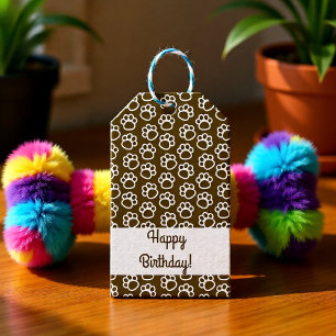 Elegant Dog pet paw customized brown Gift Tags