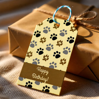 Elegant Dog pet paw customized cream Gift Tags
