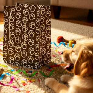 Elegant Dog pet paws brown Medium Gift Bag