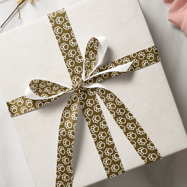 Elegant Dog pet paws brown Satin Ribbon (Elegant Dog pet paws brown Satin Ribbon)