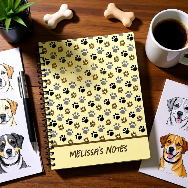 Elegant Dog pet paws cream Notebook (Elegant Cream Dog Paw Print Personalized Notebook)