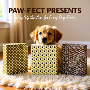 Elegant Dog pet paws set of 3 Wrapping Paper Sheet