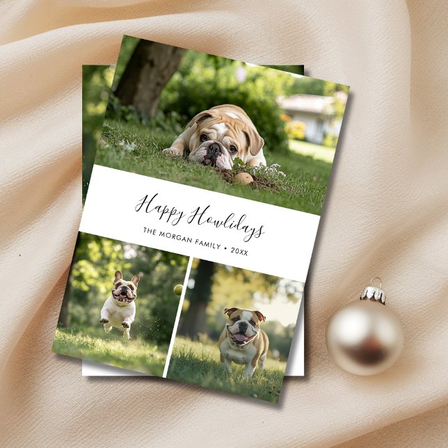 Elegant Dog Photo Christmas Happy Howlidays Pet Holiday Card (Creator Uploaded)