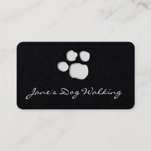 Elegant Dog Walking Paw Print Business Card