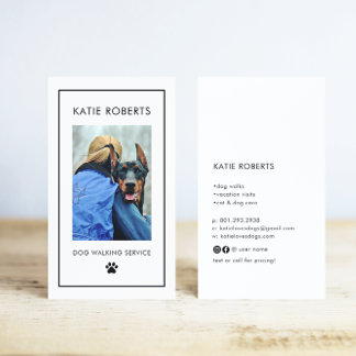 Elegant Dog Walking Pet Sitter Photo Business Card